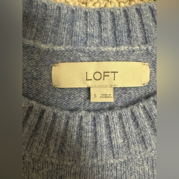 LOFT wool Blend Ombré Stripe Crewneck Sweater Purple Pink White size S - Picture 2 of 7